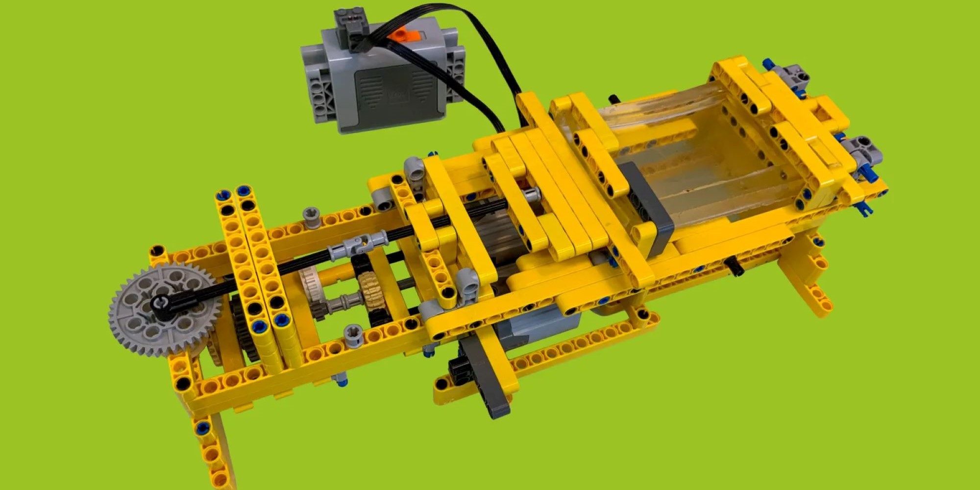 Lego cell stretcher, made of yellow technic pieces